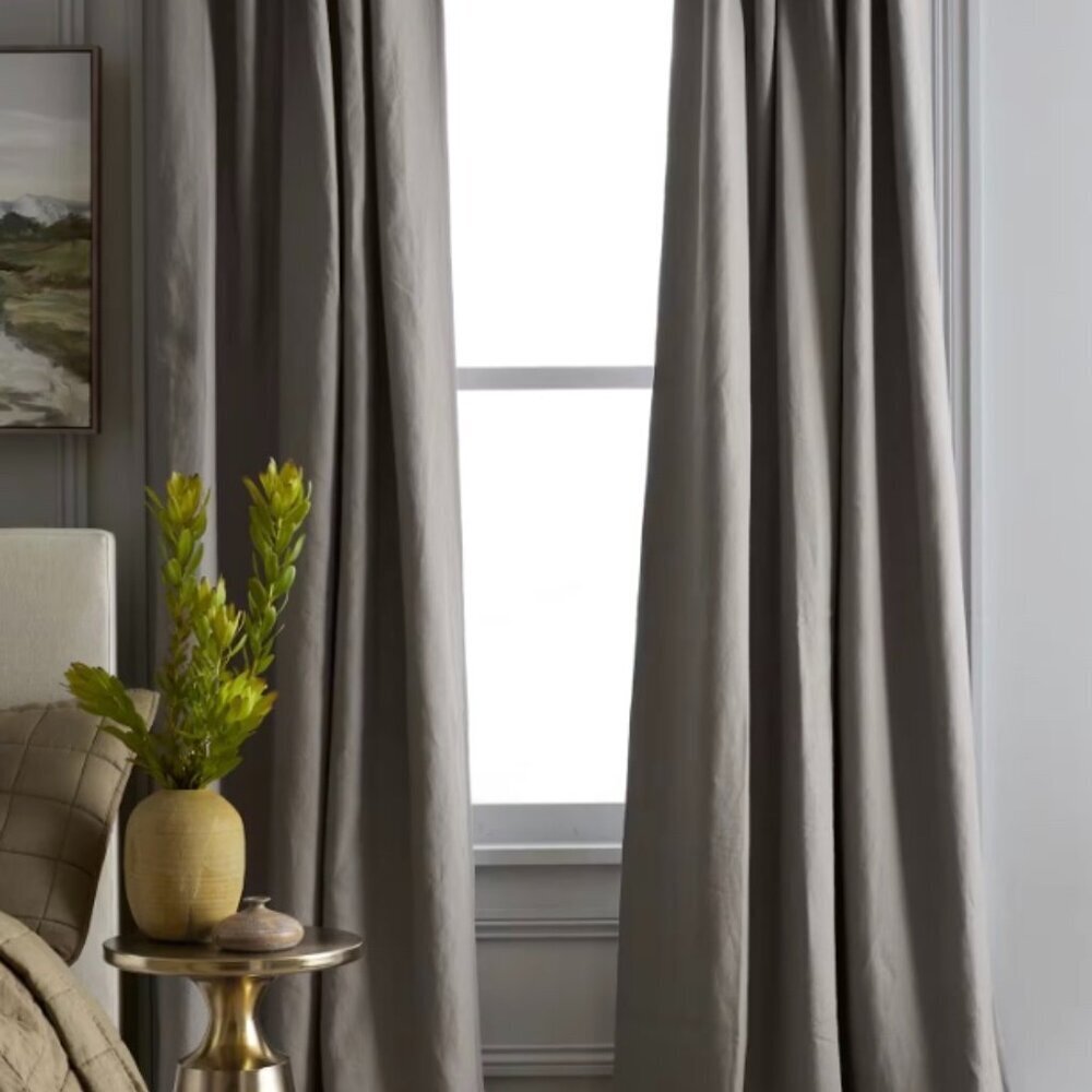 Quince European Linen Room Darkening Curtain 48X108 Gray NWOT #10